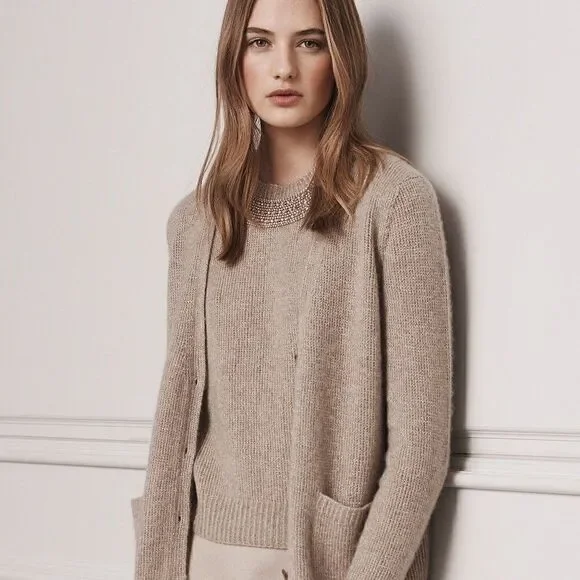 Ralph Lauren Pre Fall '16 Hand Knit Embellished Jewel-neck Cashmere & Silk Shell
